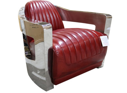 Vintage leather armchair red genuine leather retro armchair design club chair aviator