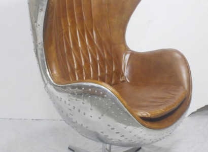 Vintage shell chair aluminum genuine leather rocker function egg chair egg brown
