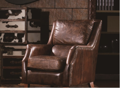 Wing chair Armchair Living room armchair Upholstered armchair Vintage Genuine leather