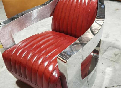 Aircraft Vintage Leather Chair Red Genuine leather Retro Armchair Design Club Chair