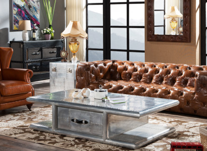Wing chair Genuine leather Vintage Cigar wing chair TV chair