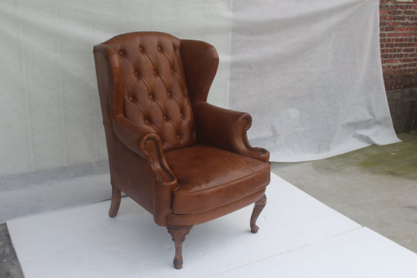 Chesterfield Leather Armchair Wing Chair Vintage Club Chair Executive Chair Wing Chair