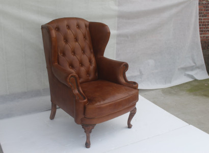Chesterfield Leather Armchair Wing Chair Vintage Club Chair Executive Chair Wing Chair