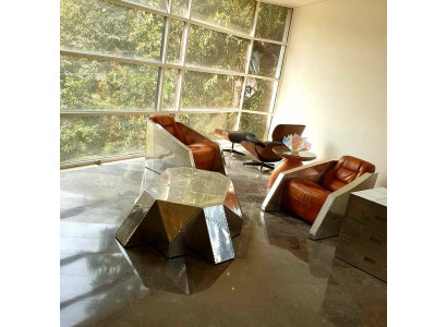 Club Armchair Aviator Style Lounge Design Chrome Art Deco Leather Cocktail