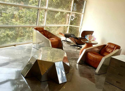 Club Armchair Aviator Style Lounge Design Chrome Art Deco Leather Cocktail