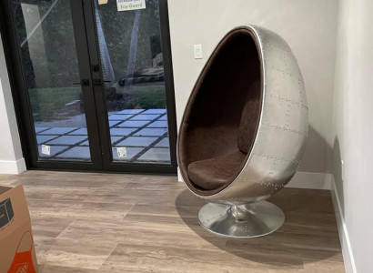 Design Retro Lounge Armchair Seater Egg Ball Silver Rotatable Aviator Space