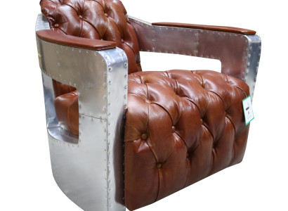 Chesterfield Armchair Button Closed Sitting Shabby Vintage Tan Genuine