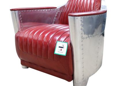 Genuine leather Alu Armchair Cognac aircraft chair Aviator armchair new