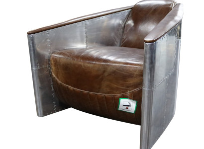 Aviator Sofa Armchair Genuine leather Couch club Lounge Vintage Aluminum Airplane Retro