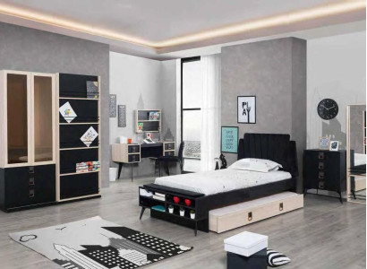 Designer Room Youth Children Bedroom Table Bed Chest of drawers Wardrobe Set 5pcs