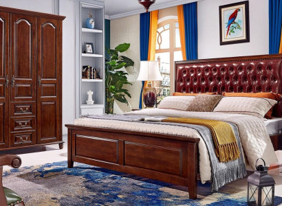 Bed 2x Bedside tables Wardrobe Bedroom Furniture Design 4pcs.