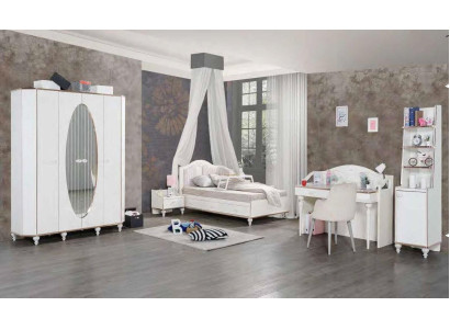 Bed Wardrobe Bedside table Desk Bookshelf Youth Room 5-piece set