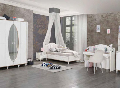 Bed Wardrobe Bedside table Desk Bookshelf Youth Room 5-piece set