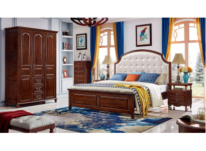 Bedroom Set Bed 2x Bedside tables Wardrobe Classic 4-piece.