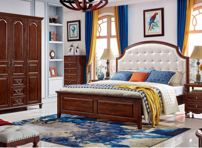 Bedroom Set Bed 2x Bedside tables Wardrobe Classic 4-piece.