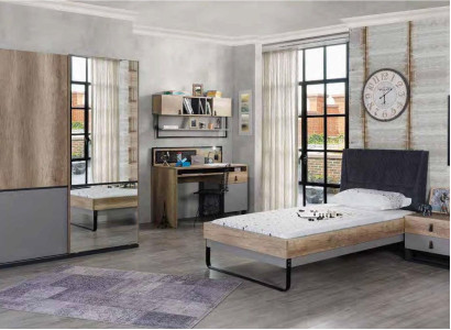 Complete Youth Room Childrens room Set Table Bed Wardrobe Bedside table 4pcs