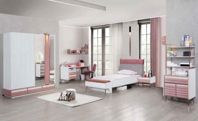 Complete Youth Room Childrens room Set Table Bed Wardrobe Chest of drawers 5pcs