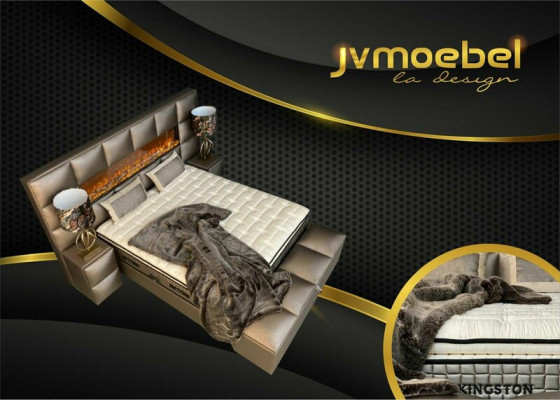 Bed 2x Bedside table 3 pcs. Bedroom Set Design Modern Luxury Bed frame t