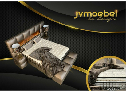 Bed 2x Bedside table 3 pcs. Bedroom Set Design Modern Luxury Bed frame t