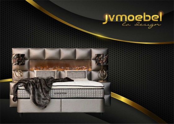 Bed 2x Bedside table 3 pcs. Bedroom Set Design Modern Luxury Bed frame t