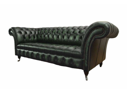 Chesterfield Couch Sofa Upholstery 3 Seater Leather Couches Seat Green new