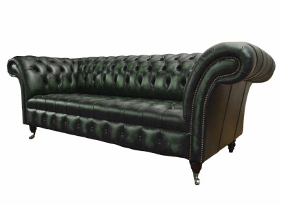 Chesterfield Couch Sofa Upholstery 3 Seater Leather Couches Seat Green new