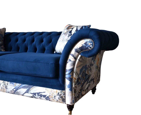 Chesterfield Royal Blue e Velvet Couch Upholstery Seat Lounge Sofas Couches