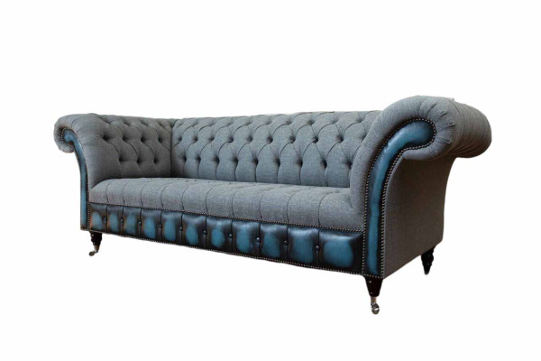 Chesterfield Sofa Upholstery Designer Couches Sofas Suite Three Seater Gray