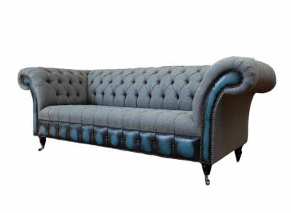 Chesterfield Sofa Upholstery Designer Couches Sofas Suite Three Seater Gray