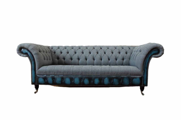 Chesterfield Sofa Upholstery Designer Couches Sofas Suite Three Seater Gray