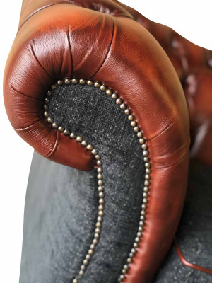 Modern Design Living room Sofa 3 Seater Brown Chesterfield Couch Leather Upholstery Textile new