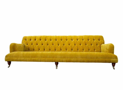Design Chesterfield Chesterfield Textile Yellow 5 Seater Couch Upholstery new