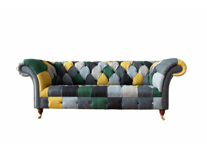 Classic Design Chesterfield Fabric Sofa 3 Seater Seat Couches Sofas Upholstery