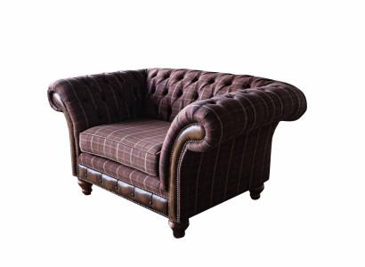 Chesterfield 1 Seater Couch Upholstery Seat Textile Fabric Couches Luxury Sofa