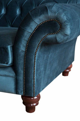 Turkis Sofa Luxury Textile Chesterfield Couch Sofas Blue Upholstery Seater Design