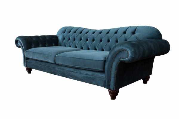 Turkis Sofa Luxury Textile Chesterfield Couch Sofas Blue Upholstery Seater Design