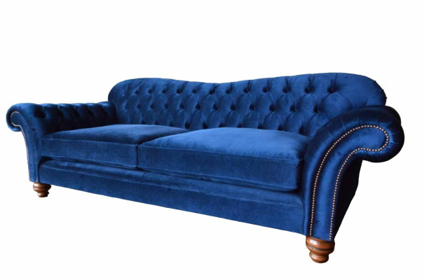 Three Seater Sofa 3 Seater Sofas Blue Fabric Living room Luxury Seat xxl big