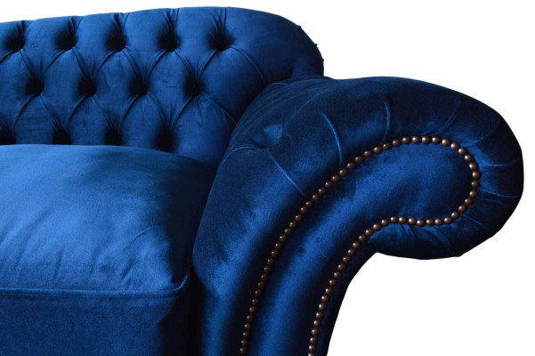 Three Seater Sofa 3 Seater Sofas Blue Fabric Living room Luxury Seat xxl big