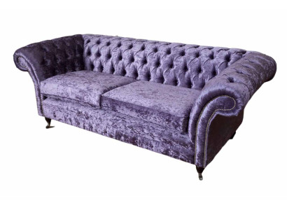 Chesterfield Three Seater Sofa 3 Seater Living room Sofa Purple Fabric Couch
