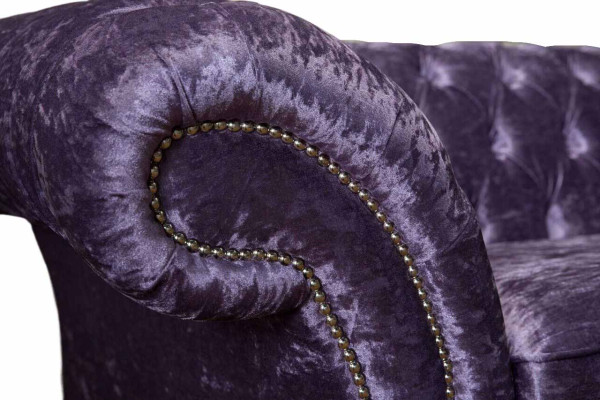 Chesterfield Three Seater Sofa 3 Seater Living room Sofa Purple Fabric Couch