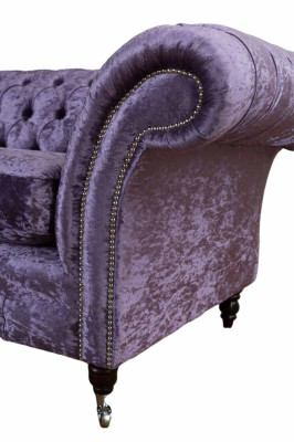Chesterfield Three Seater Sofa 3 Seater Living room Sofa Purple Fabric Couch