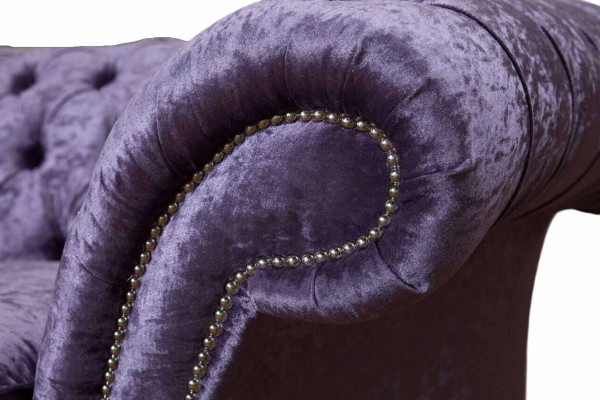 Chesterfield Three Seater Sofa 3 Seater Living room Sofa Purple Fabric Couch