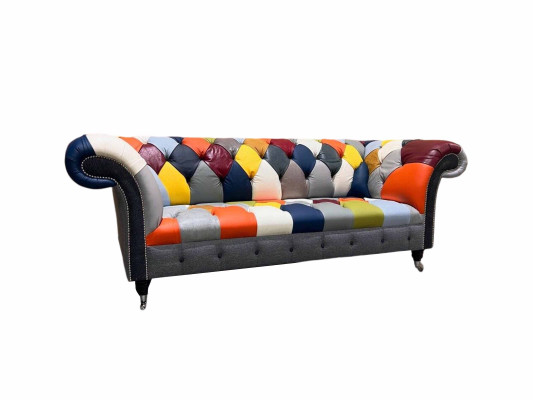 Chesterfield 3 Seater Fabric Design Couch Upholstery Textile Modern Sofa new