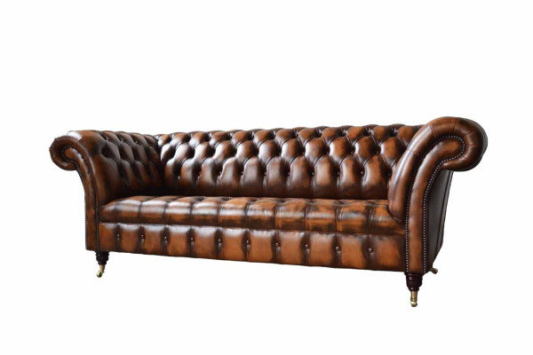 Chesterfield 3 Seater Sofa Leather Sofa Couch Upholstery Seat Brown Sofas new