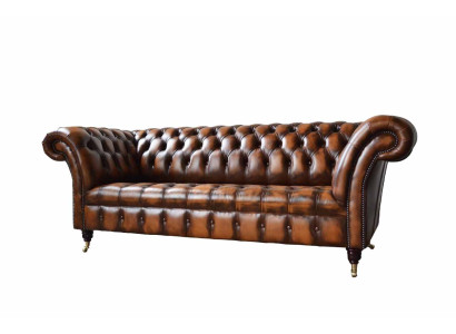 Chesterfield 3 Seater Sofa Leather Sofa Couch Upholstery Seat Brown Sofas new