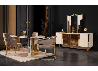 Complete e Dining set Dining room Dining table Chairs White Set 9pcs