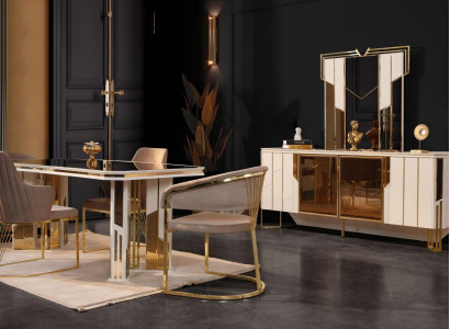 Complete e Dining set Dining room Dining table Chairs White Set 9pcs