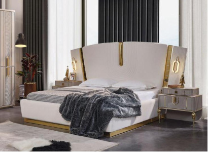Bedroom Double bed Suite Bed Bedside tables White 3-piece luxury