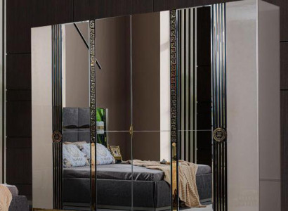 Wardrobe Modern Wooden Wardrobe with Mirror Gray