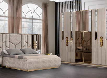 Suite Bedroom Double bed Bed Bedside tables Beige 4-piece Wardrobe